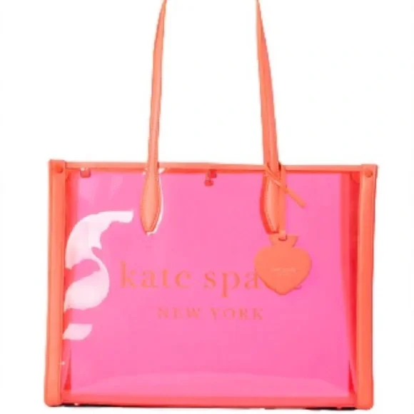 kate spade Pink and Coral Clear Market Tote with Zip Pouch - Picture 2 of 14